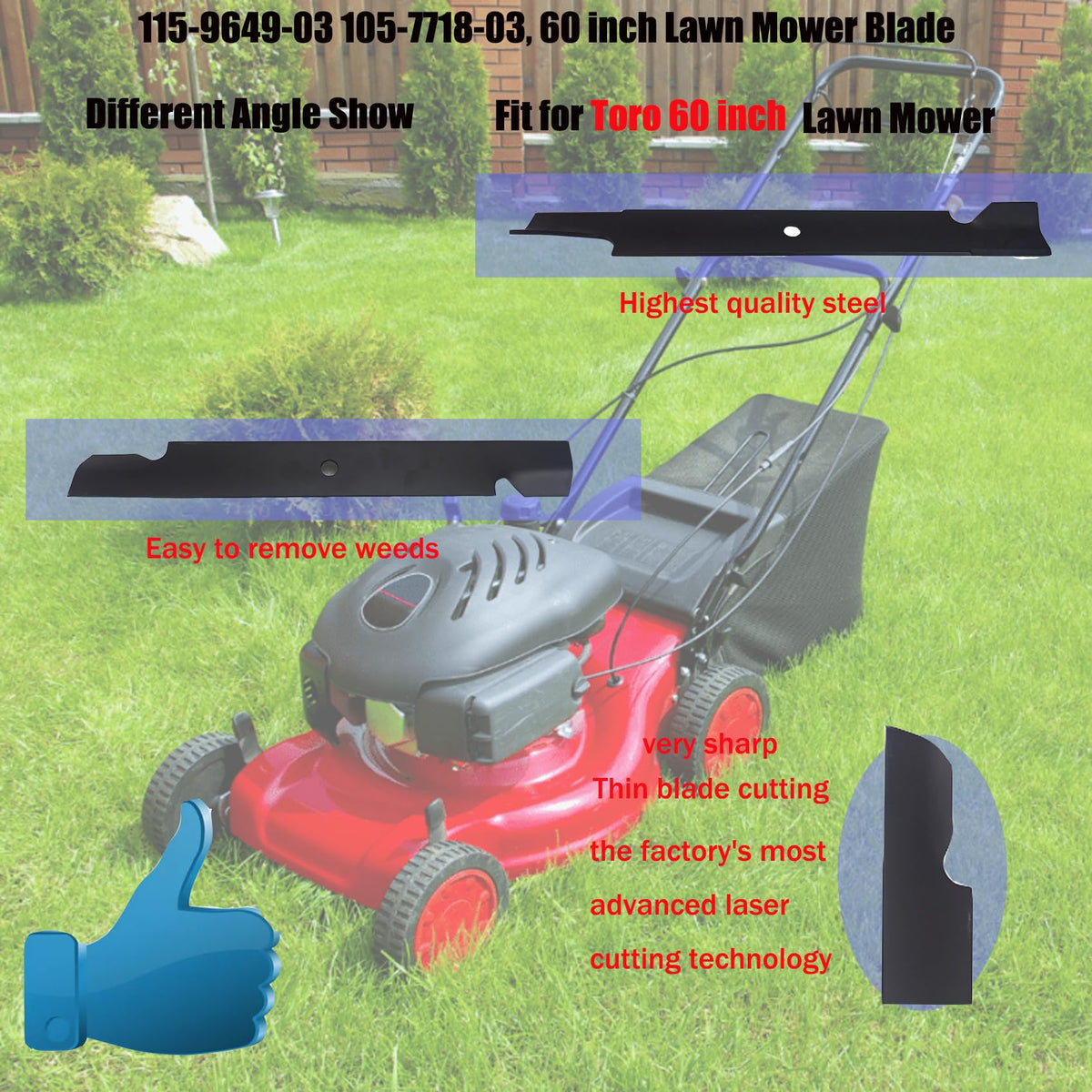 Fxsmgdy 115-9649-03 high-quality steel blade ready for tough yard tasks.