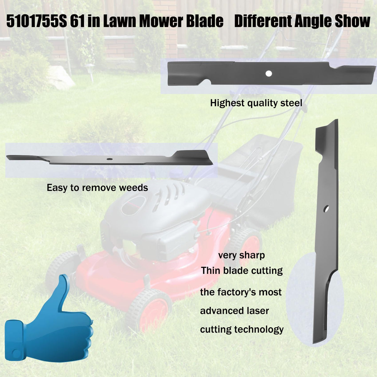 Fxsmgdy 5101755S laser cut construction for precise mowing