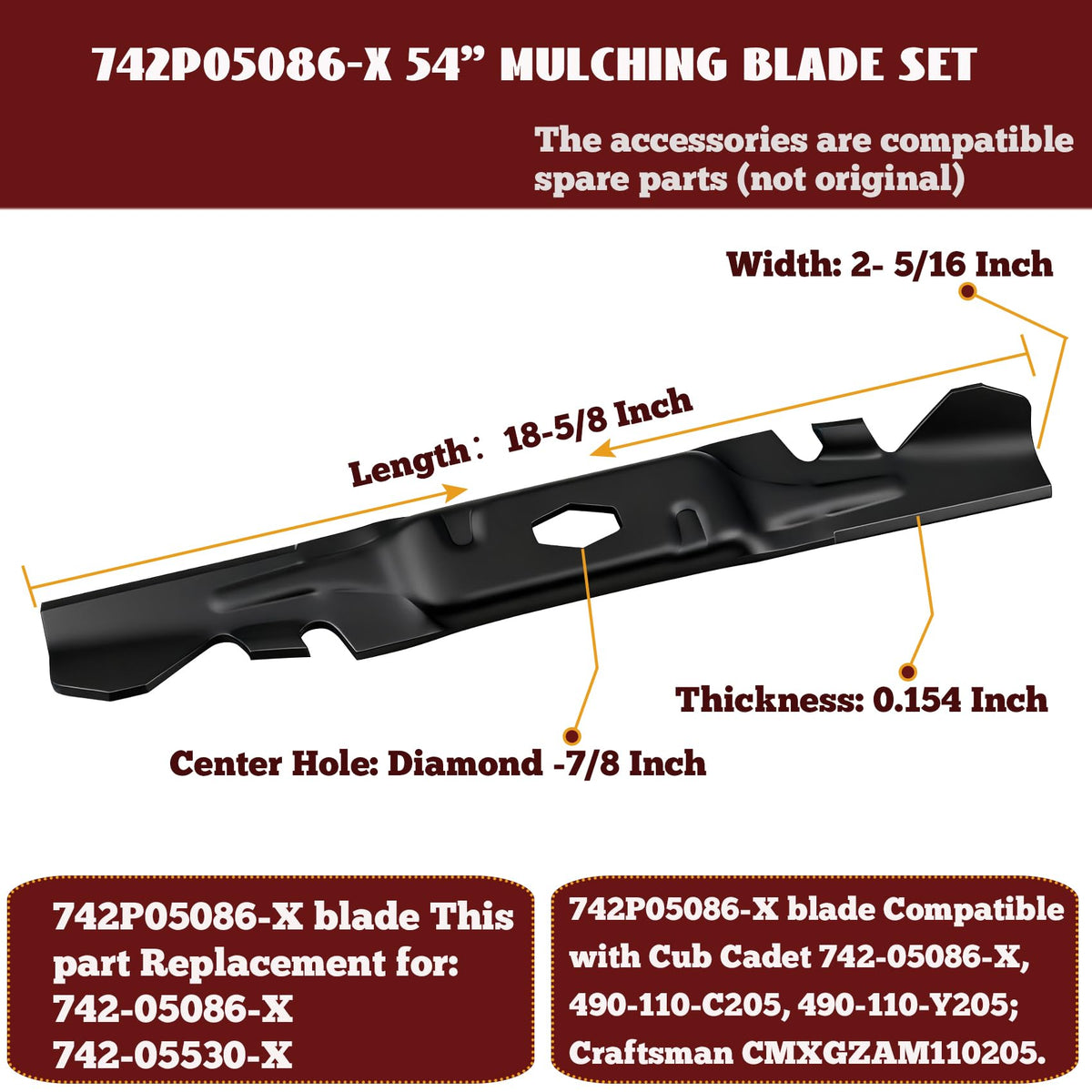 Fxsmgdy 742P05086-X 54-inch mulching blade in action delivering efficient clipping.