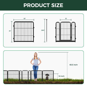 FXW Garden Fence dimension-setup highlights 24in height and 7.6ft length.