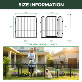FXW garden fence with door shown in open and closed positions.