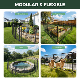 FXW fence with door panel provides accessible, pet-friendly play areas.