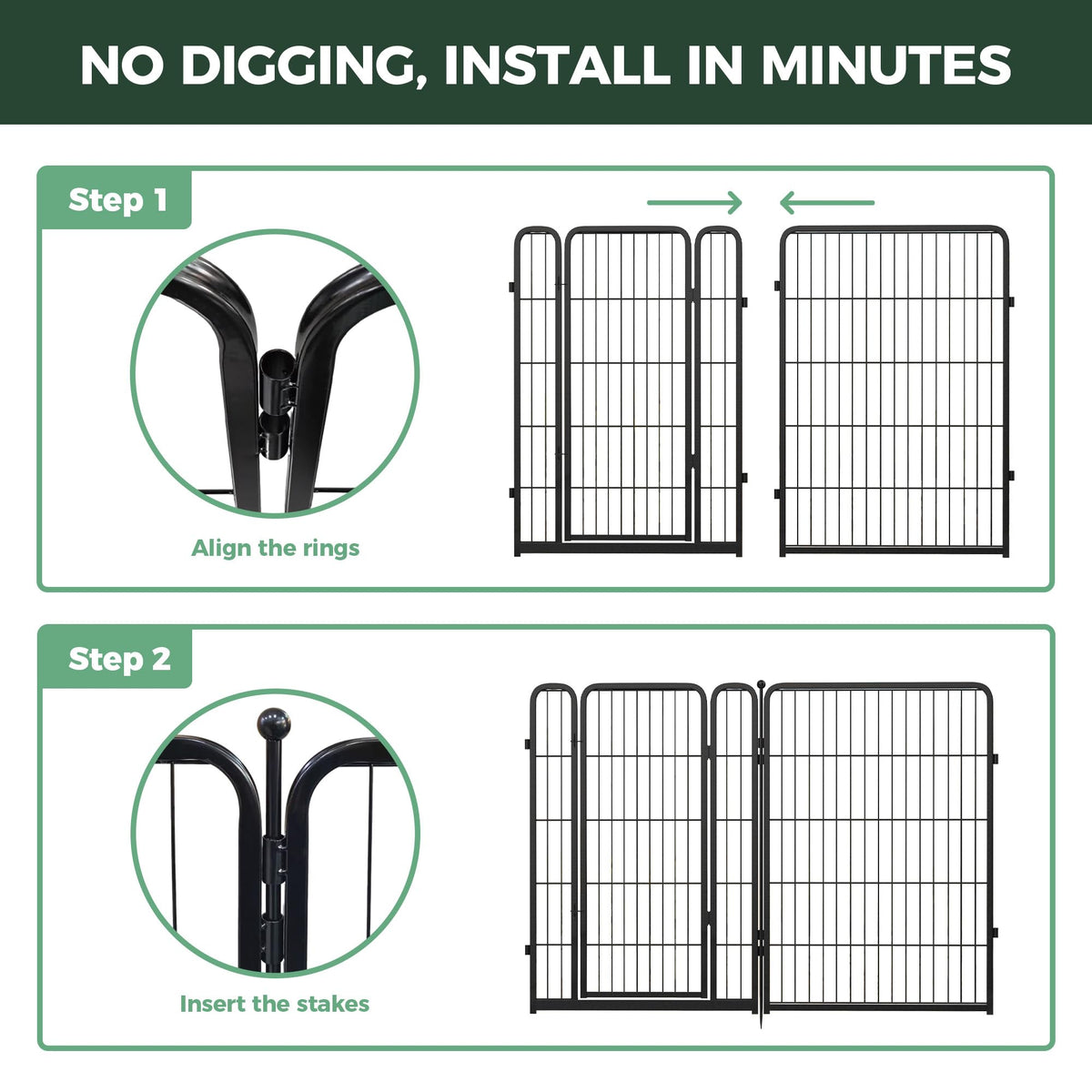 FXW fence no-dig design emphasizes easy setup without digging.