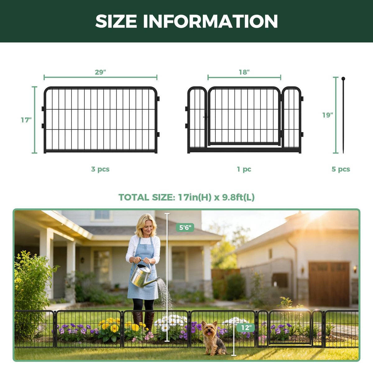 FXW Garden Fence durable black finish blends with outdoor décor and weather resistance.