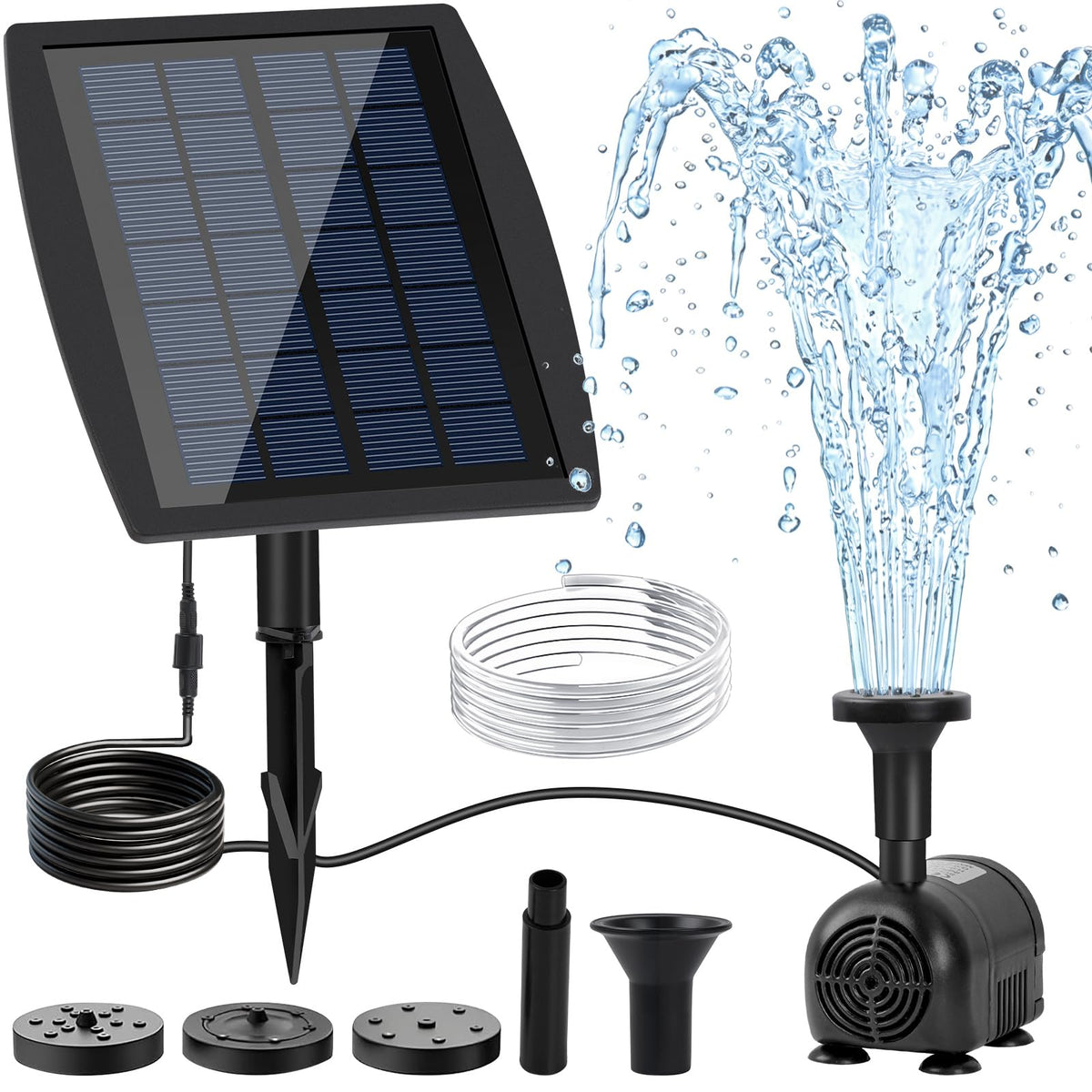 FYDGTPI 2.5W solar pump with three nozzles for bird baths.