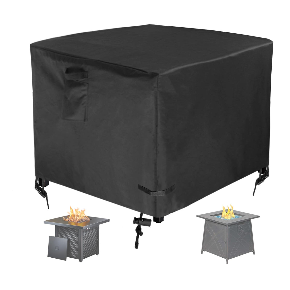 Fyelo 30x30 square fire pit cover with snug fit protects from weather.