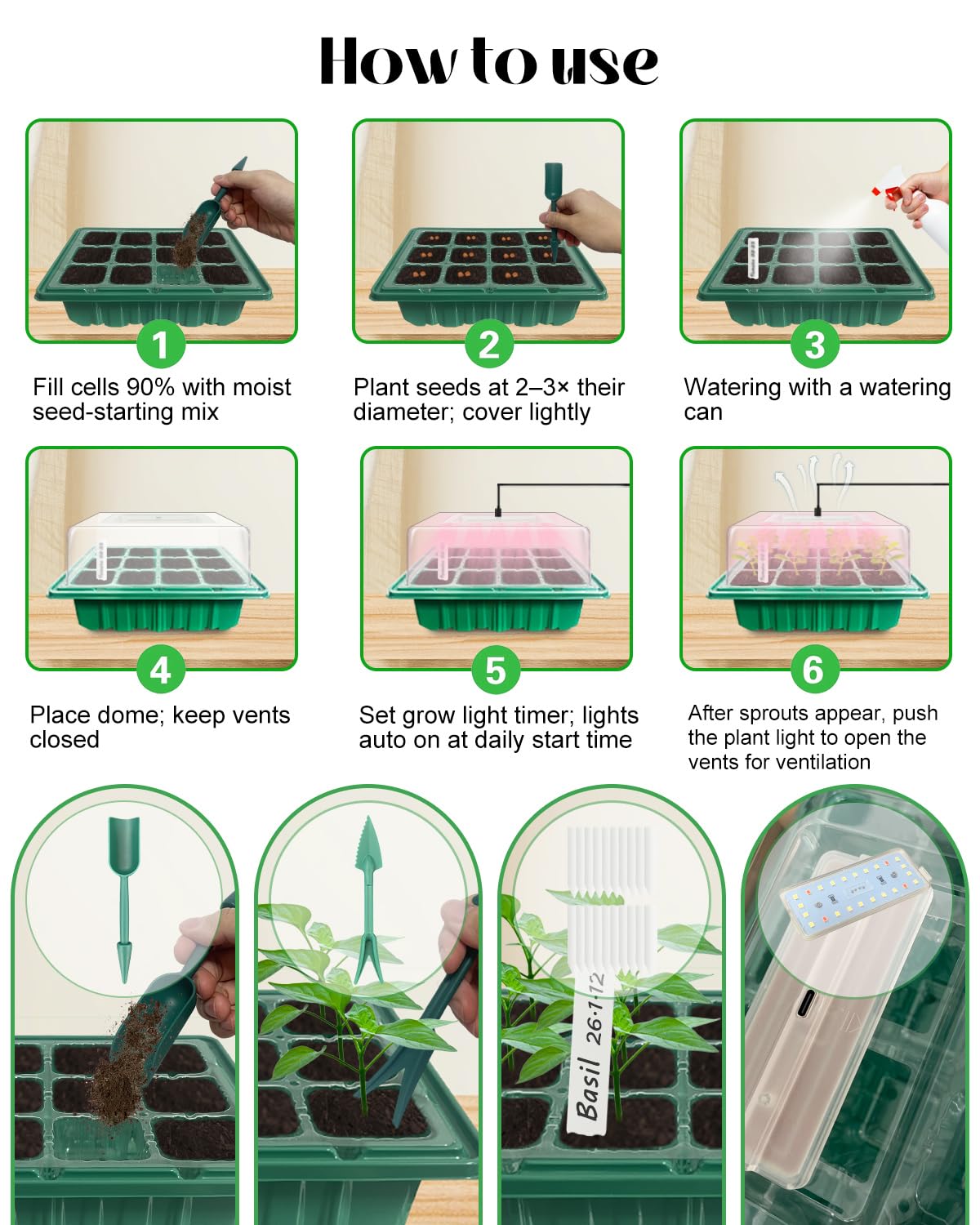 FYLXURO adjustable vents promote balanced air circulation during germination.
