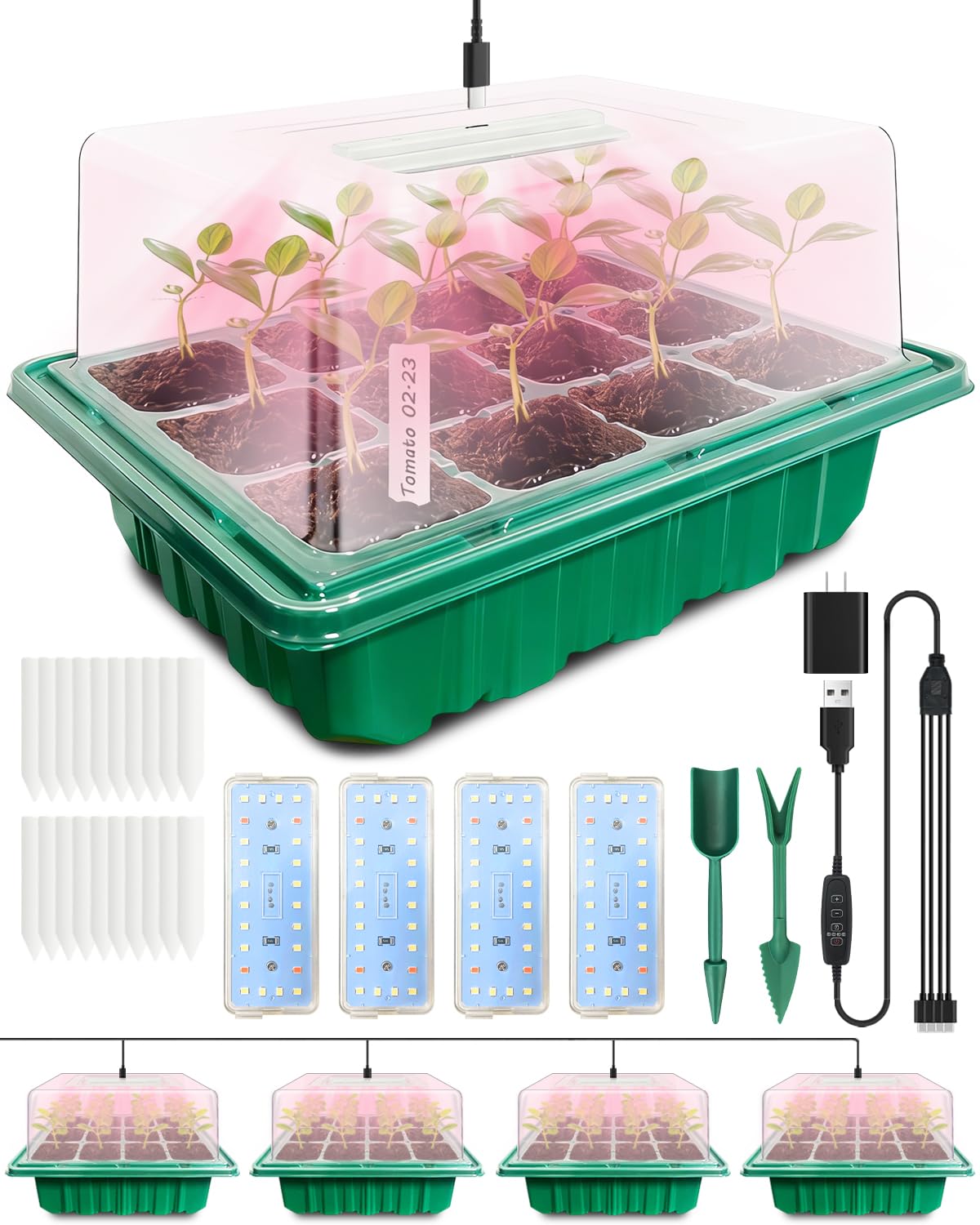 FYLXURO seed starter tray with grow lights for indoor seed germination.