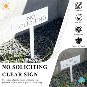 Fynleka No Soliciting sign in planter blends with modern exteriors.
