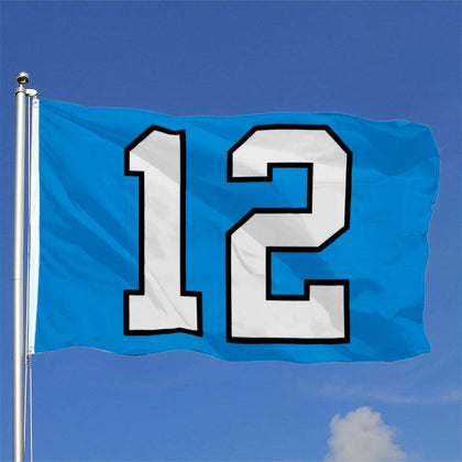 Fyon large 12th Man flag in light blue for outdoor display