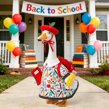 FYSUIMU back-to-school goose hat for festive porch display.