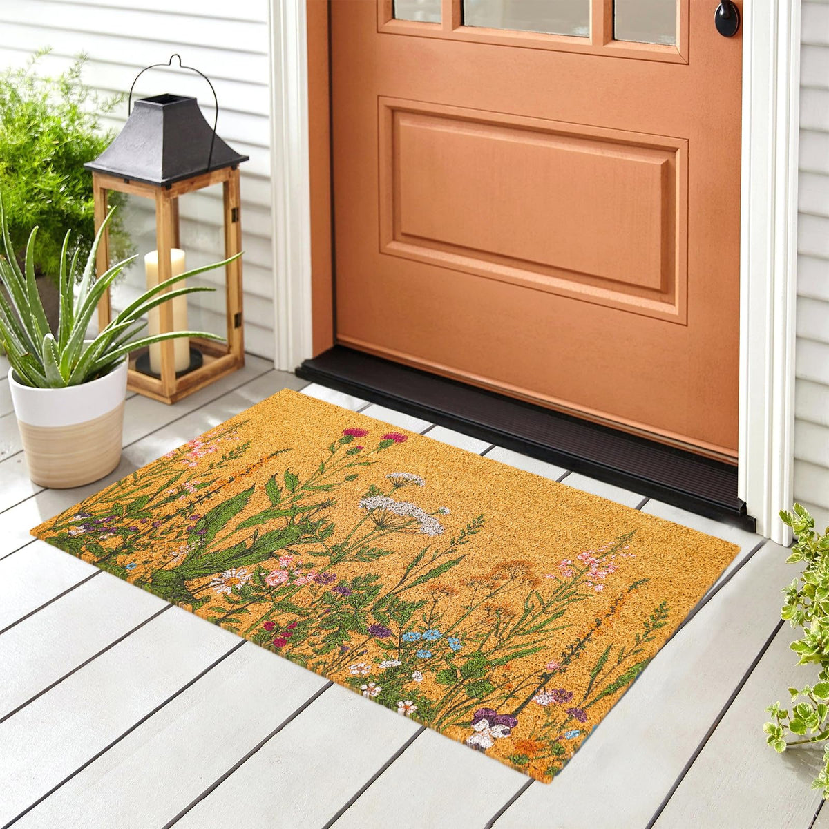 FYSUIMU front door view showcases large 16.5 x 29 inch mat.