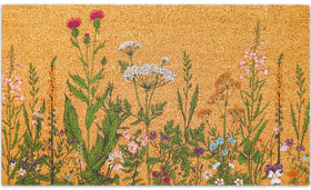 FYSUIMU vintage wildflower doormat shows rustic coir texture and helps scrape dirt.