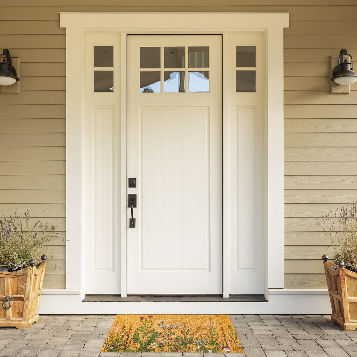 FYSUIMU welcome mat on porch sets inviting tone.