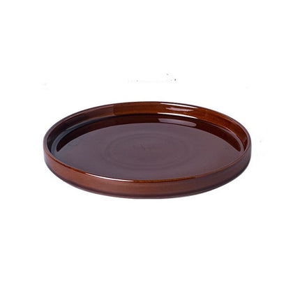 Fzfeiyy ceramic plant saucer 10-inch brown glaze protects floors from excess water.