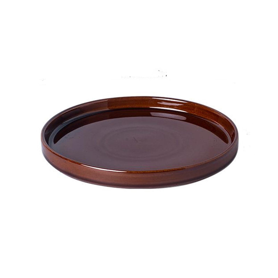 Fzfeiyy ceramic plant saucer 10-inch brown glaze protects floors from excess water.