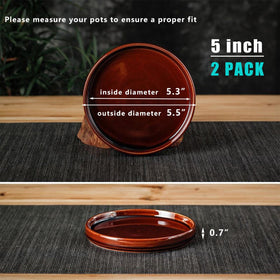 Fzfeiyy ceramic plant saucer brown reactive glaze close-up highlights artisanal finish.