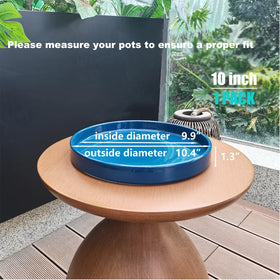 Fzfeiyy ceramic plant saucer 9-inch blue blends with decor while preventing water damage.