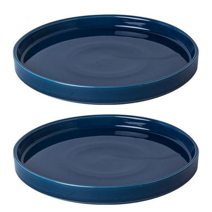 Fzfeiyy ceramic saucer 7-inch blue round protects floors by catching excess water.