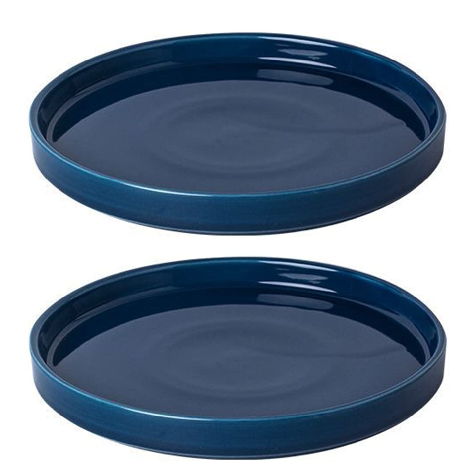 Fzfeiyy ceramic saucer 7-inch blue round protects floors by catching excess water.