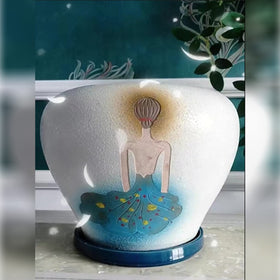 Fzfeiyy minimalist blue ceramic saucer enhances display.