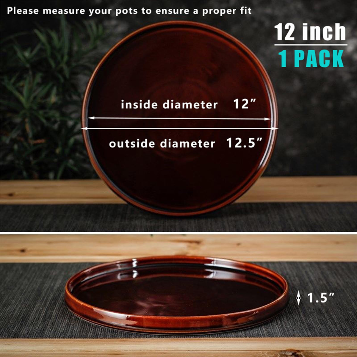Fzfeiyy sturdy fired-ceramic tray holds soil and moisture safely.