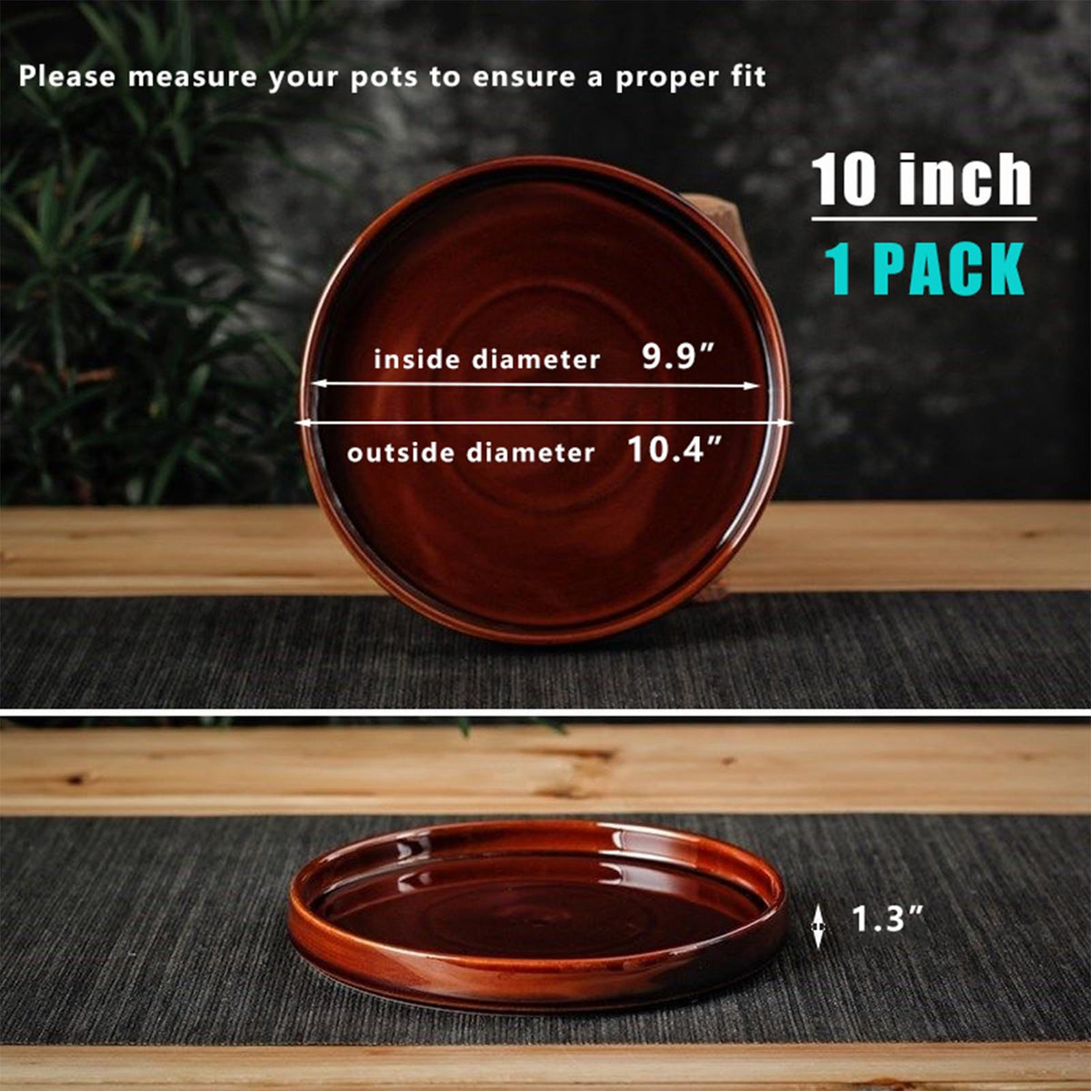 Fzfeiyy plant saucer in use draining water from pot to protect surfaces.