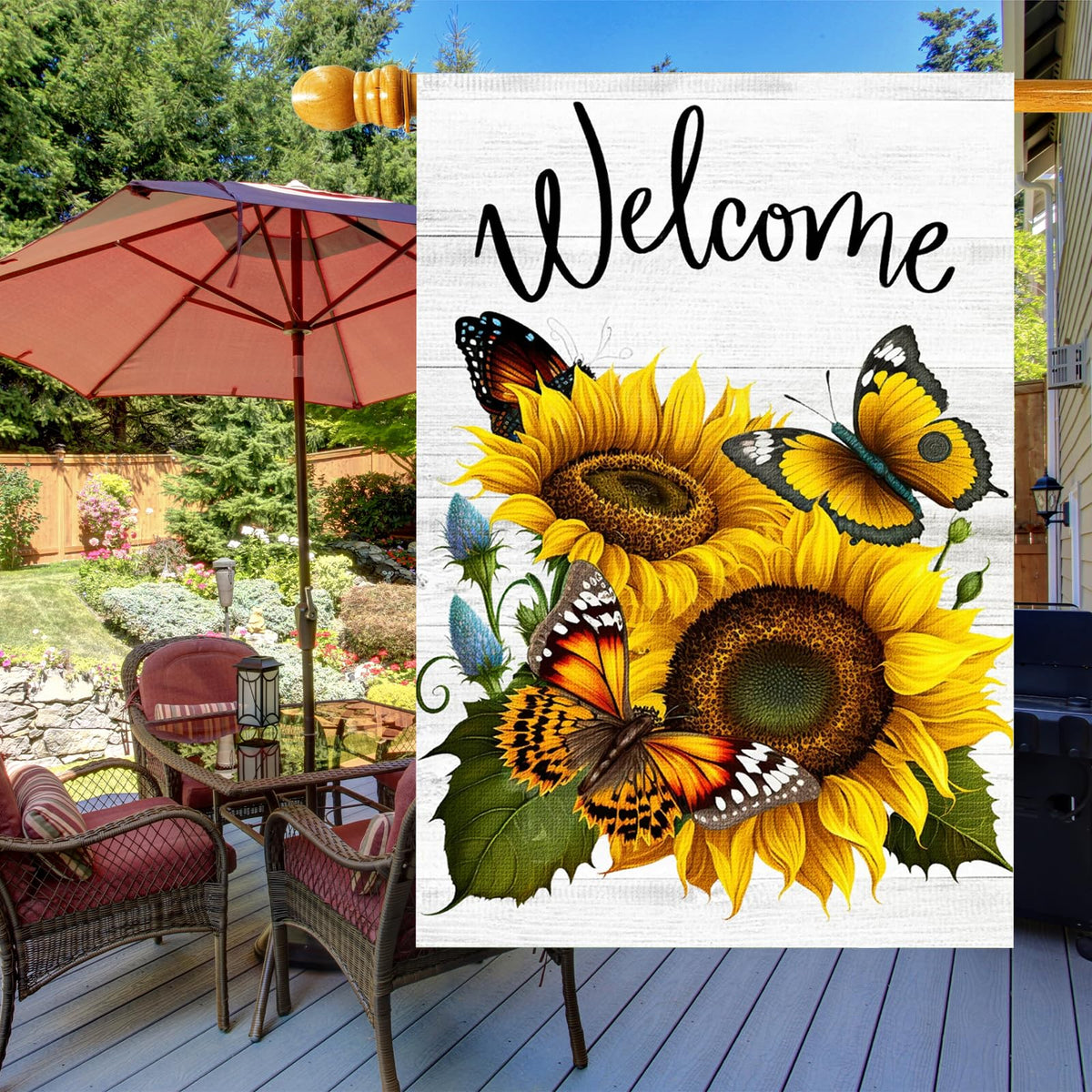 FZMHASLWW sunflowers and butterflies close-up highlight vibrant color and charm