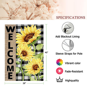 FZMHASLWW sunflower flag back view shows identical imagery and messaging
