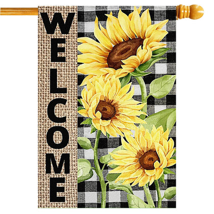 FZMHASLWW sunflower flag front view for porch, vivid welcome curb appeal