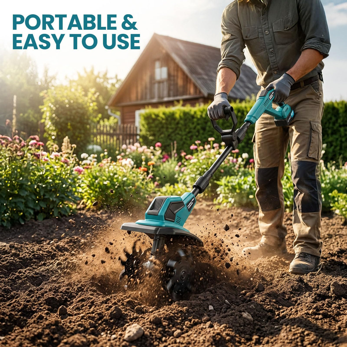 FzzboFlow detachable gears allow easy cleaning after tilling.