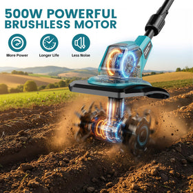 FzzboFlow durable steel blades cut through soil and weeds cleanly.