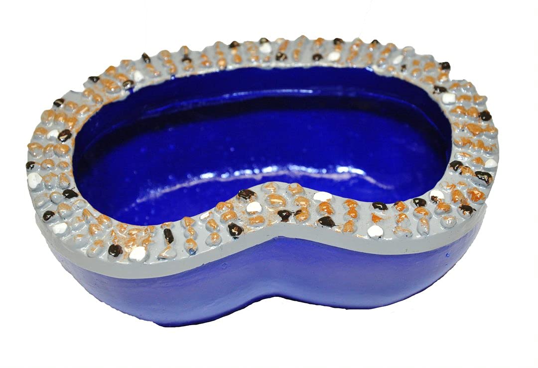 G and F Products MiniGardenn pond blue front view enhances fairy garden charm.