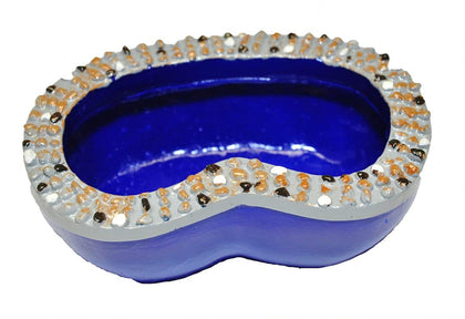 G and F Products MiniGardenn pond blue front view enhances fairy garden charm.