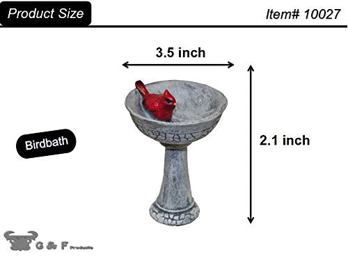 G and F Products polyresin birdbath shows weather-ready durability for year-round display.
