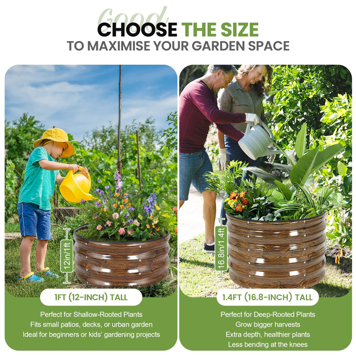 G GOOD GAIN outdoor garden bed in a sunny patio setting