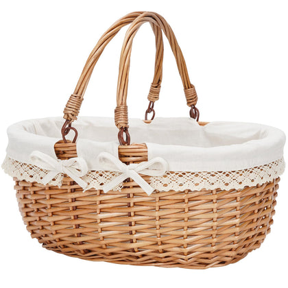 G GOOD GAIN oval picnic basket with folding handles for easy outdoor dining.
