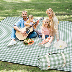 G GOOD GAIN picnic blanket 80x80 inches unfolded on grass for family picnics.