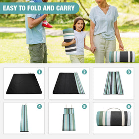G GOOD GAIN picnic blanket foldable with straps for travel and storage.