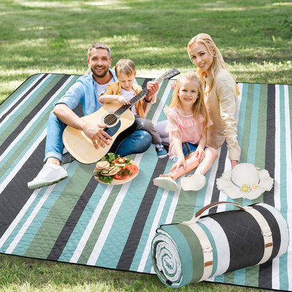 G GOOD GAIN picnic blanket olivestrip fold, portable for easy outdoor transport.