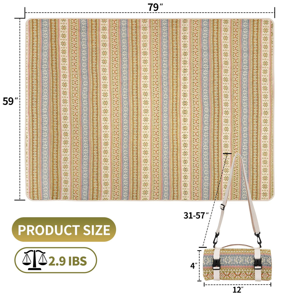G GOOD GAIN picnic blanket with sandproof backing ideal for beach and park.