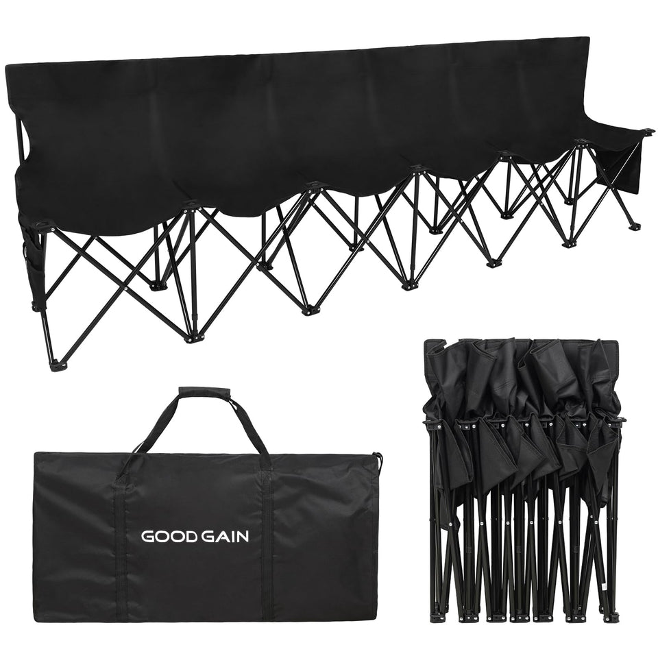 G GOOD GAIN portable six-seat soccer bench with bag for easy game-day transport
