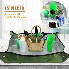 G GOOD GAIN shovel, rake, and spade tools for small plant care tasks.