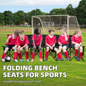 G GOOD GAIN six-seat bench in black ideal for sidelines and team huddles