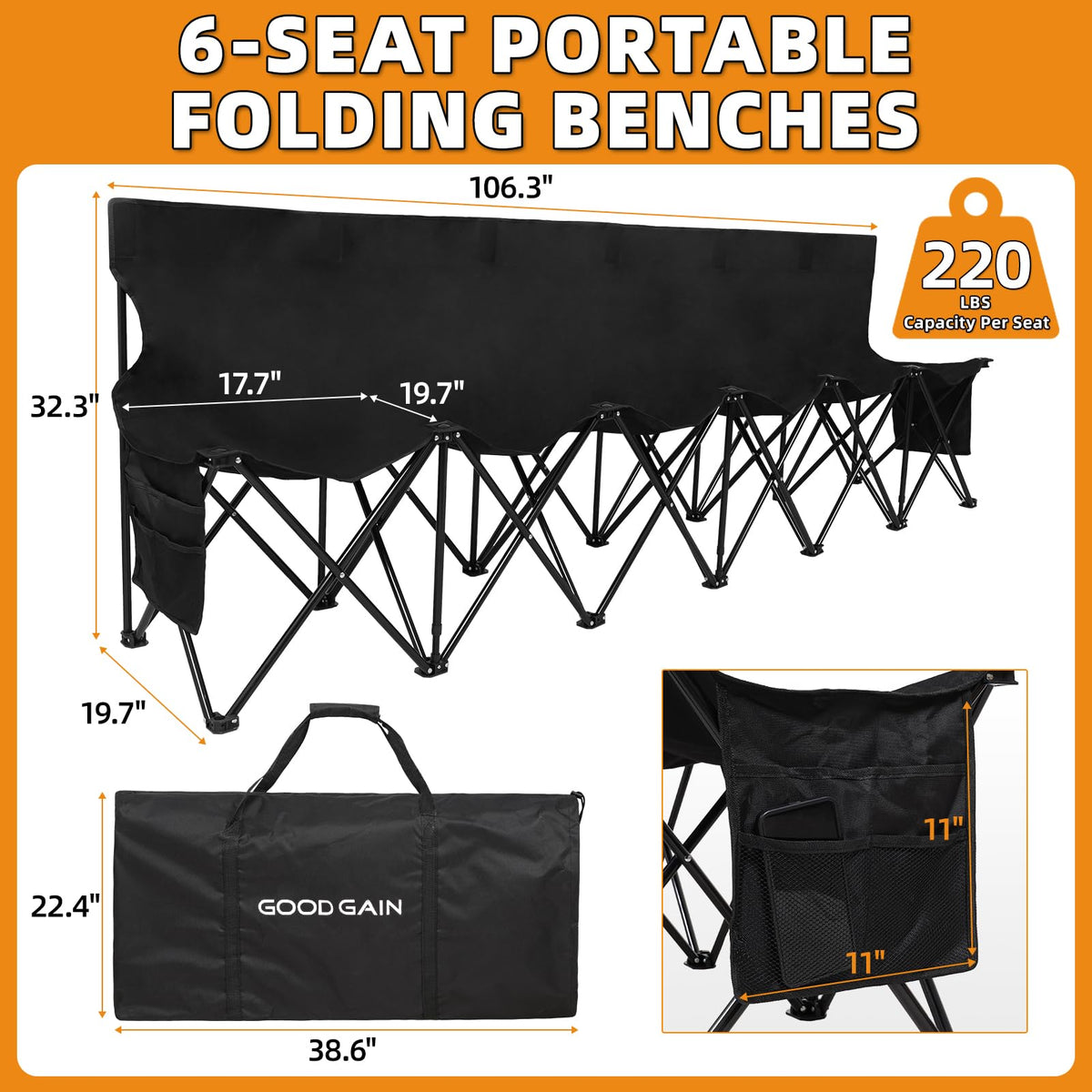 G GOOD GAIN tear-resistant Oxford fabric bench built for outdoor use