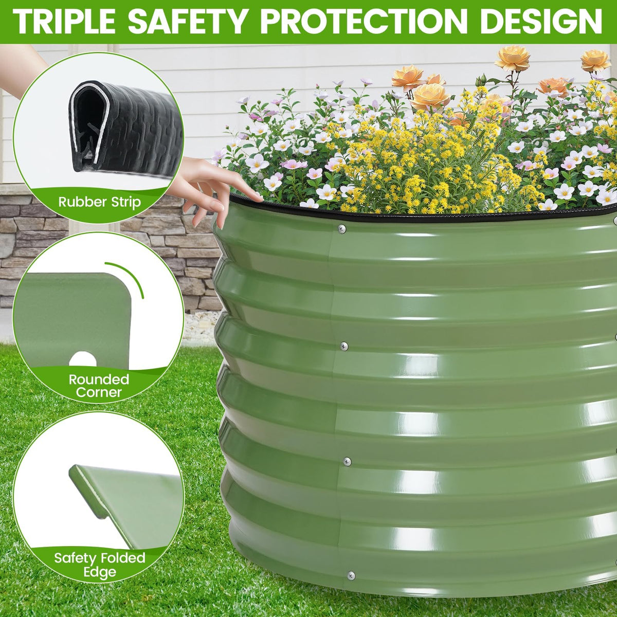 G GOOD GAIN waist-high 17-inch height enables back-friendly gardening.