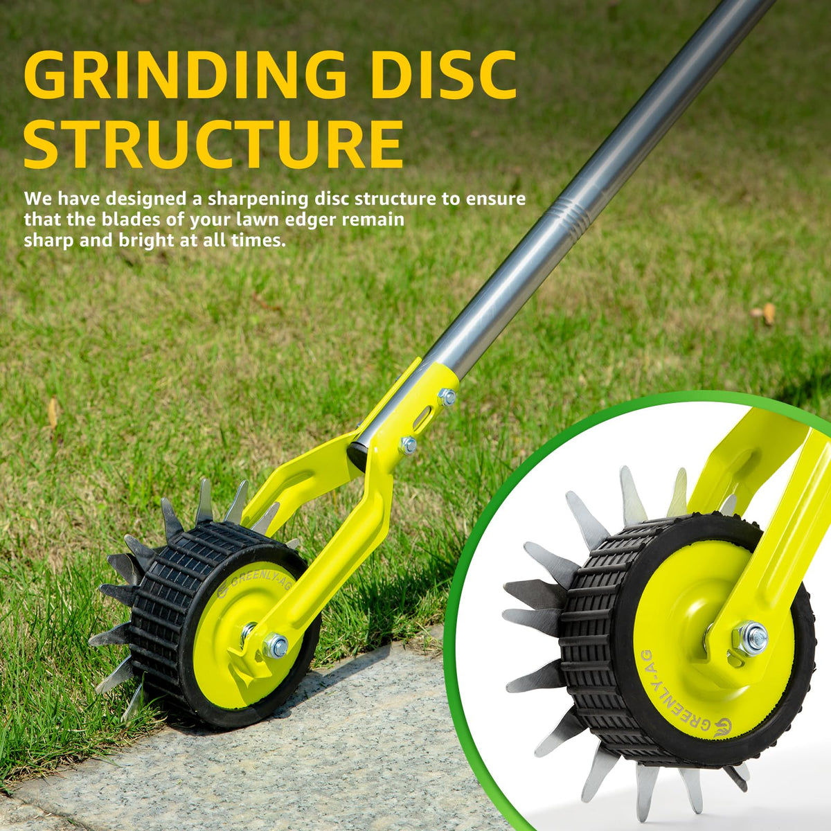 G GREENLY-AG adjustable-height handle enables comfortable reach during edging
