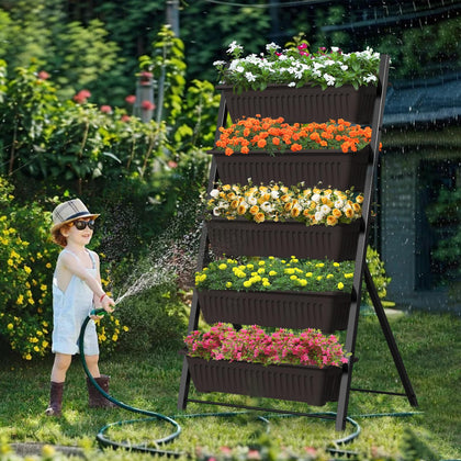 G TALECO GEAR vertical garden planter, front view, sturdy five-tier frame for spacious patio gardens