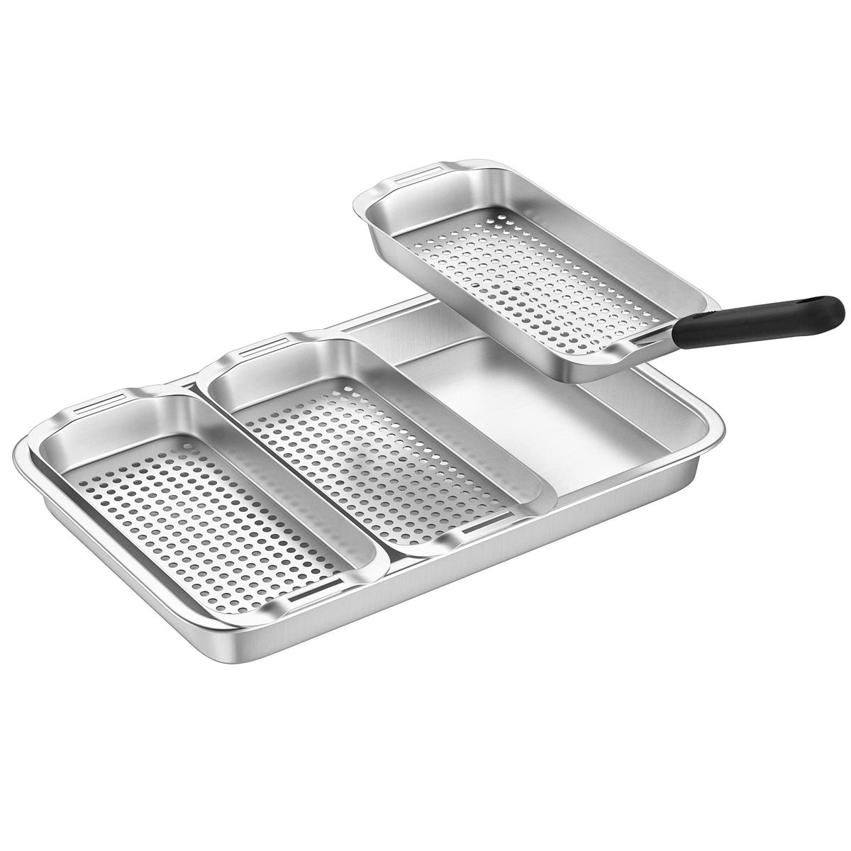 GA Homefavor grill basket 3 keeps small foods secure on grill