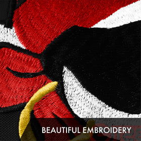 G128 Flag features four-row fly hem embroidery for lasting quality